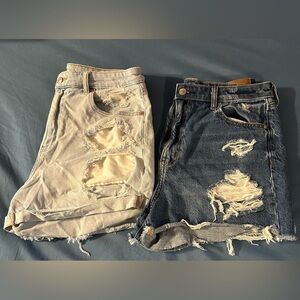 American Eagle Outfitters Ripped/distressed Jean Shorts - Light and Dark Blue 14
